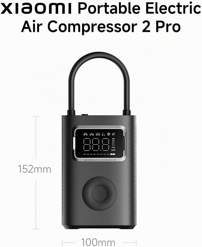 Compresor de Aire Eléctrico Portátil 2Pro – Inflado Rápido, Batería de Larga Duración, Modos Preestablecidos, Visualización de Presión en Tiempo Real