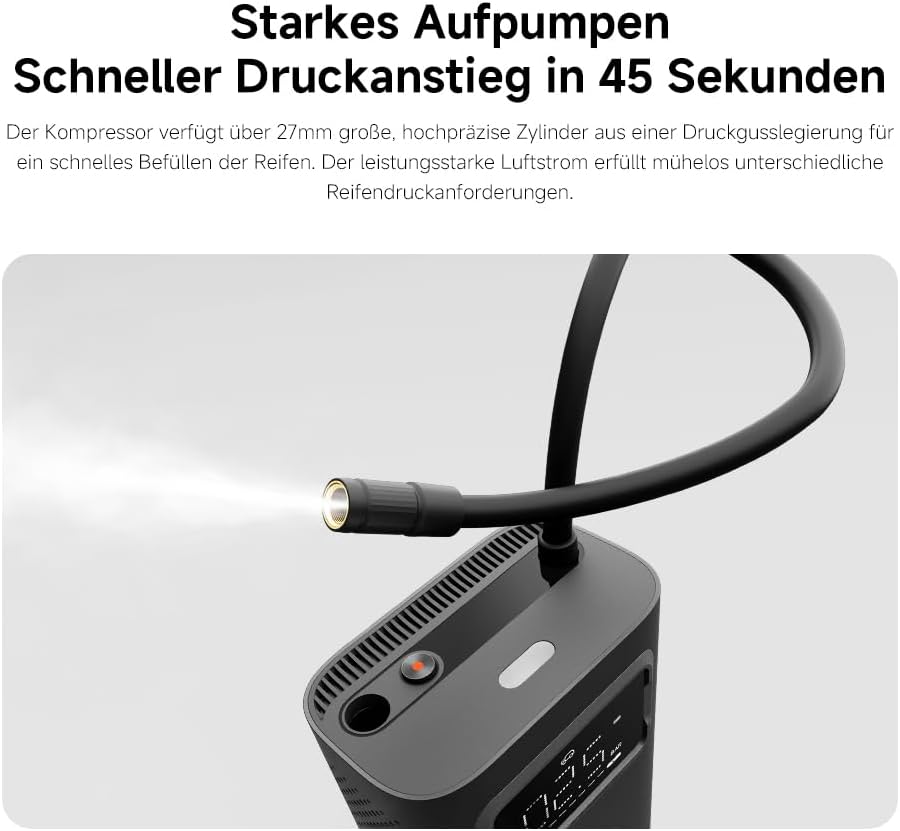 Compresor de Aire Eléctrico Portátil 2Pro – Inflado Rápido, Batería de Larga Duración, Modos Preestablecidos, Visualización de Presión en Tiempo Real
