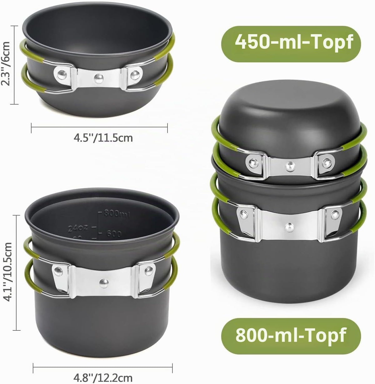 Camping Cookware Set – Odoland 10‑Piece Lightweight Outdoor Cooking Kit with Mini Stove, Aluminium Pot & Foldable Cutlery