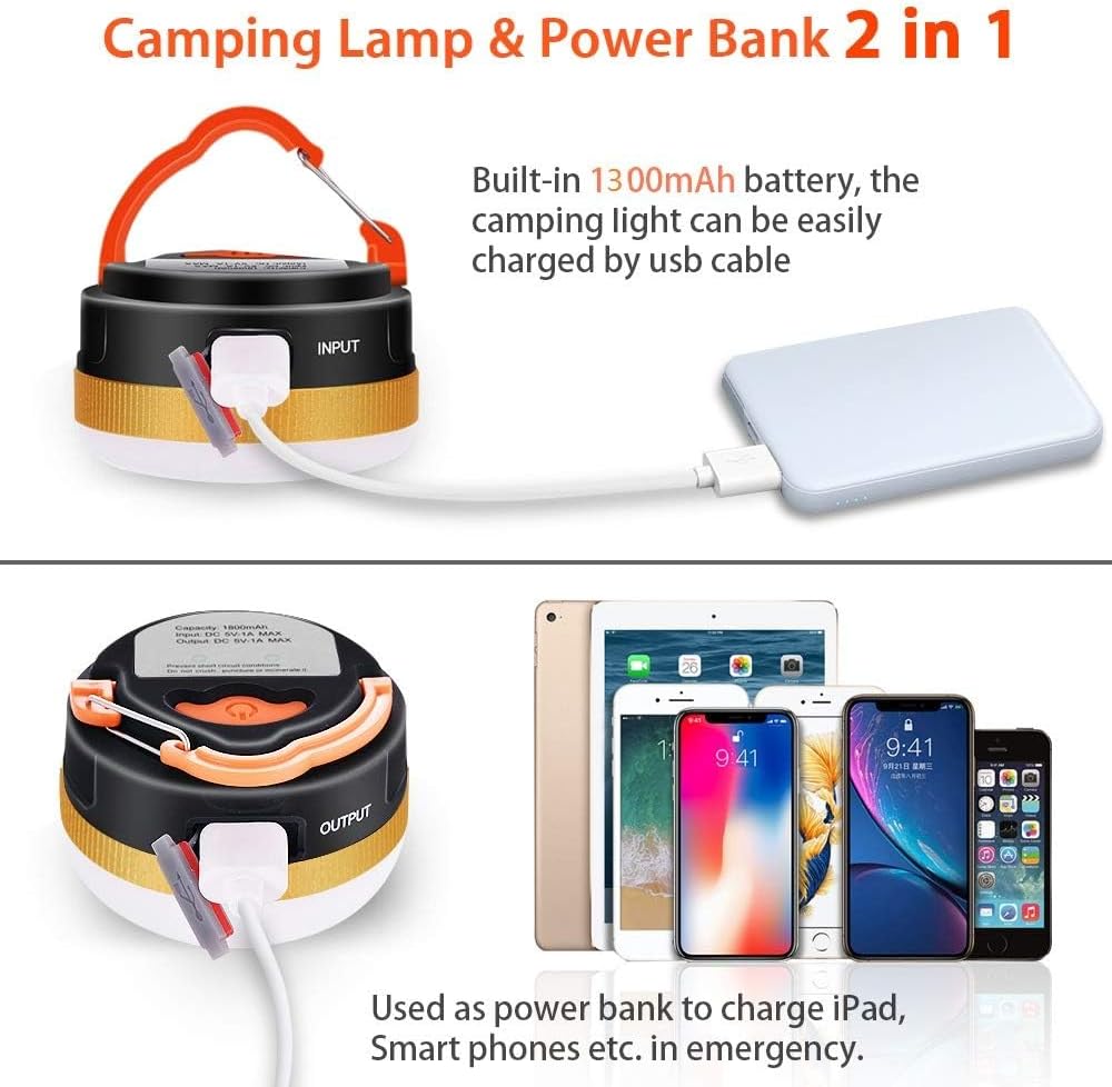 Camping Lamp – 4 Modes, Magnetic Base, 1300 mAh, Power Bank Function, Lightweight & Durable