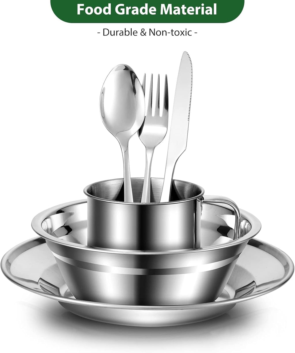 Camping Cutlery Set – Outdoor Travel Stainless Steel Cutlery, Folding Cutlery