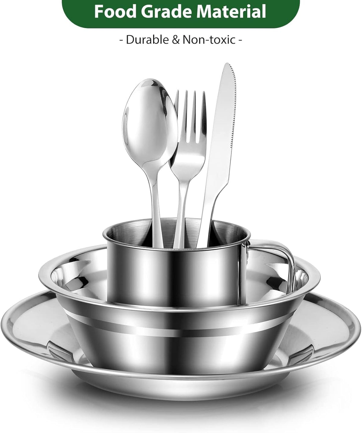 Camping Cutlery Set – Outdoor Travel Stainless Steel Cutlery, Folding Cutlery