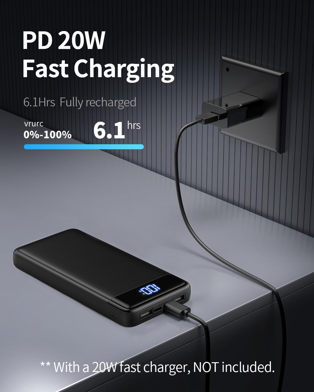 Power Bank – 26,800 mAh, 22.5 W QC + 20 W PD3.0 USB‑C, Fast Charging External Battery