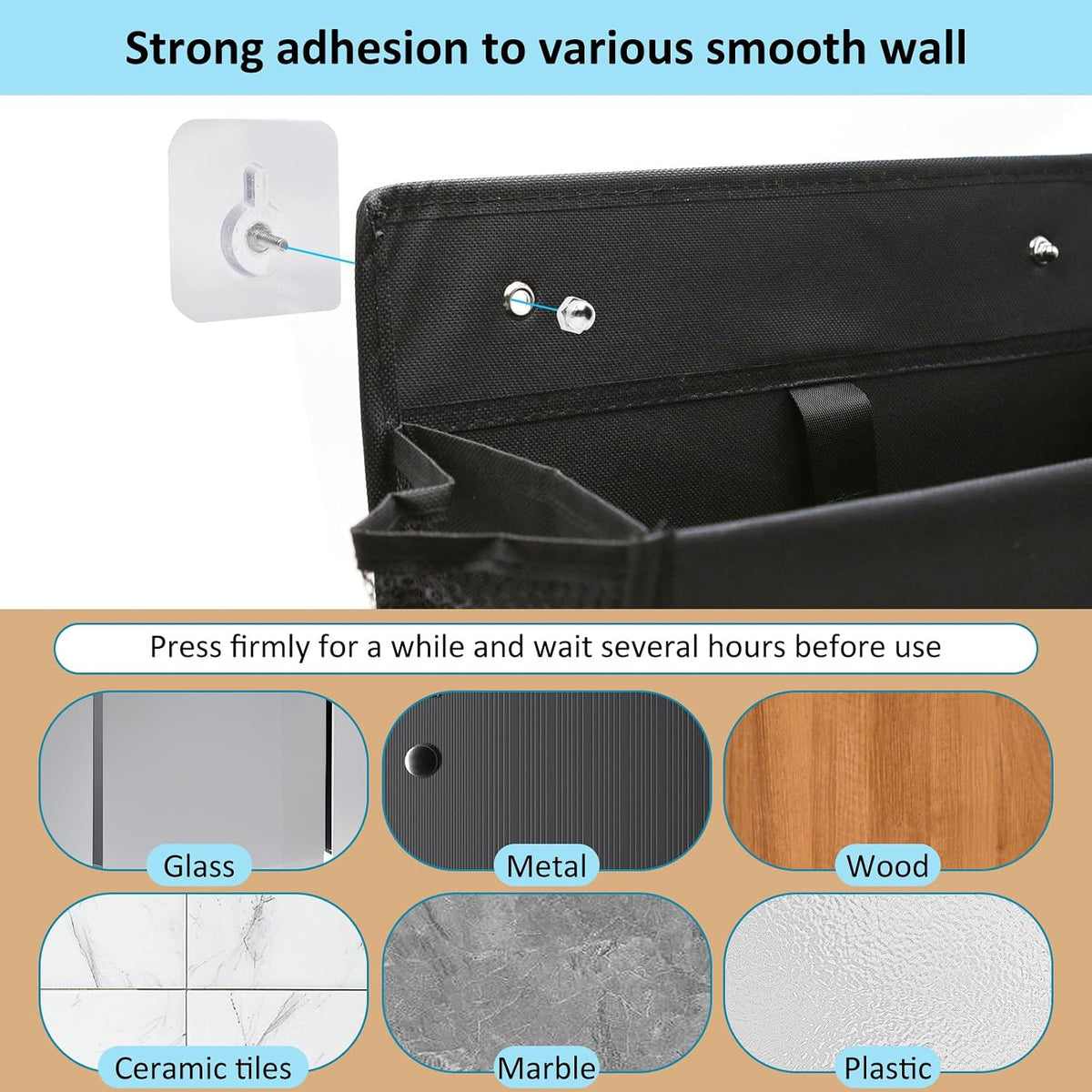 Pack of 2 Motorhome Organisers – Self‑Adhesive, No Drilling, Foldable Hanging Shelf with Large Pockets