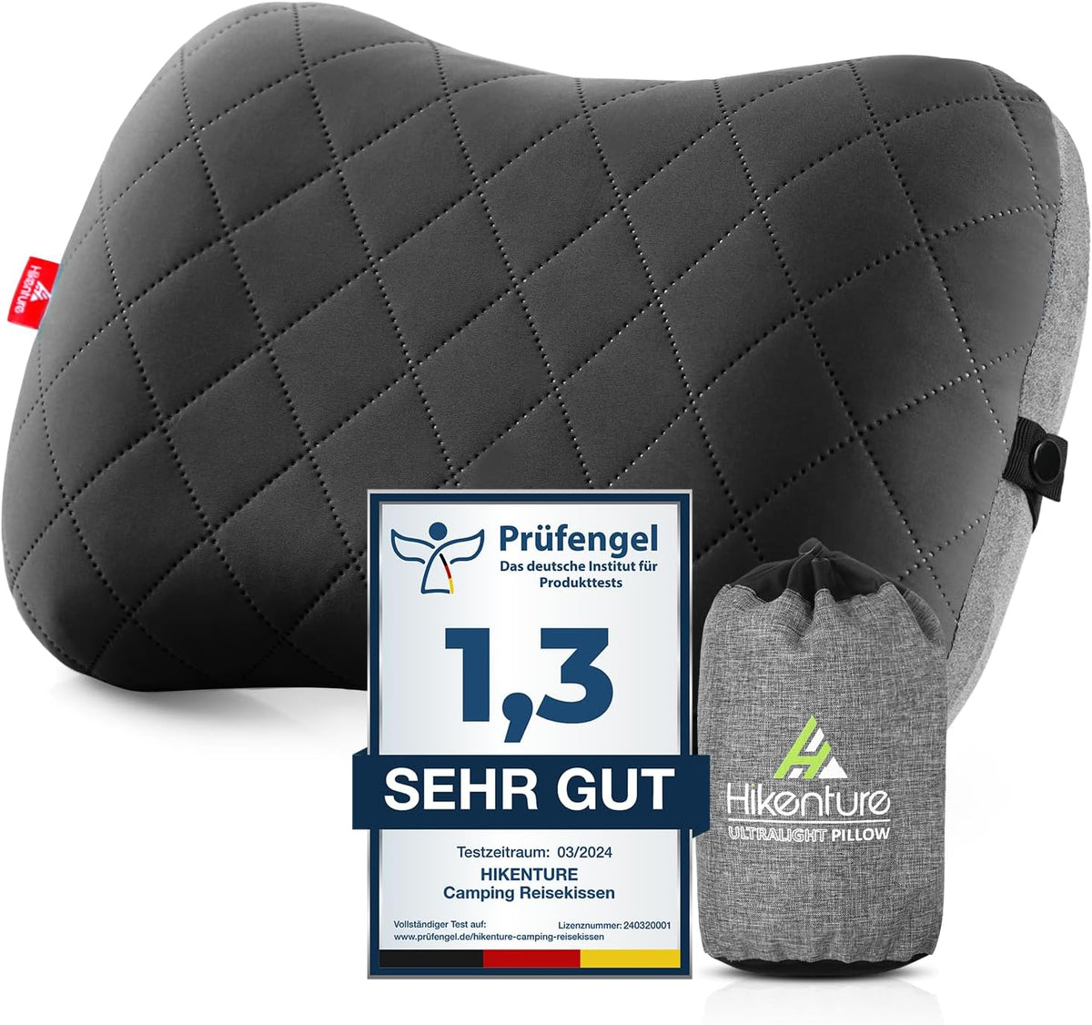 Inflatable Camping Travel Pillow – Removable Pillow Case, Ergonomic, Lightweight, Quick Inflation