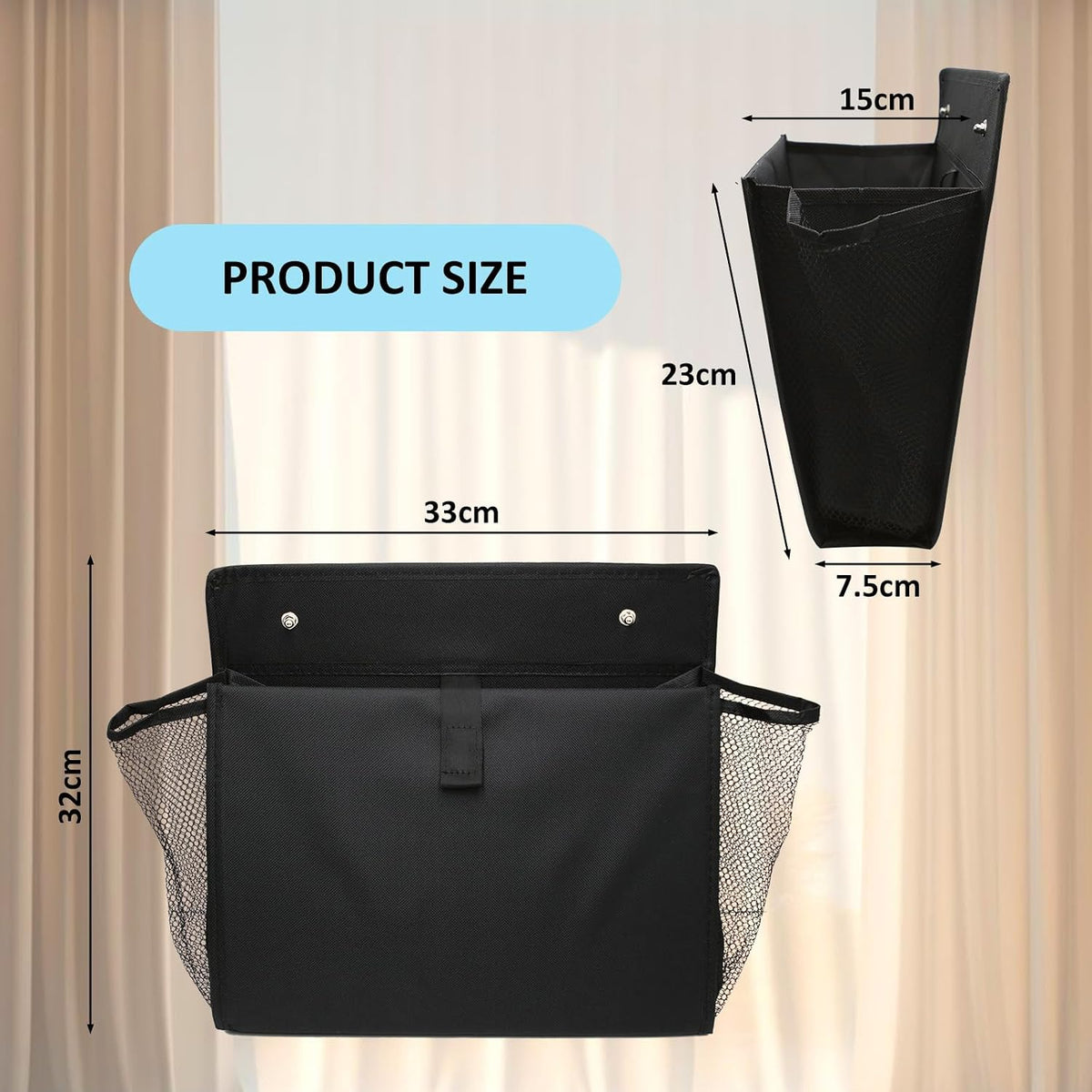 Pack of 2 Motorhome Organisers – Self‑Adhesive, No Drilling, Foldable Hanging Shelf with Large Pockets