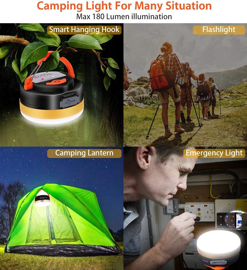 Camping Lamp – 4 Modes, Magnetic Base, 1300 mAh, Power Bank Function, Lightweight & Durable