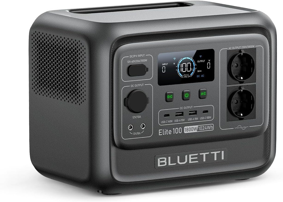 Portable Power Station – 1024 Wh LFP, 1800 W AC (3600 W Surge), Compact Solar Generator