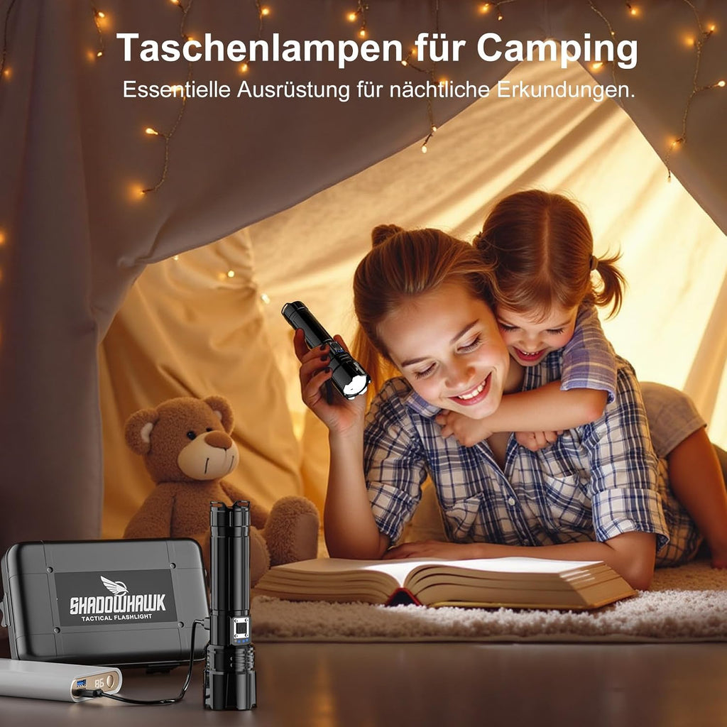 LED Torch – 500,000 Lumens, XHP70.2, USB Rechargeable, IP67 Waterproof, 5 Modes