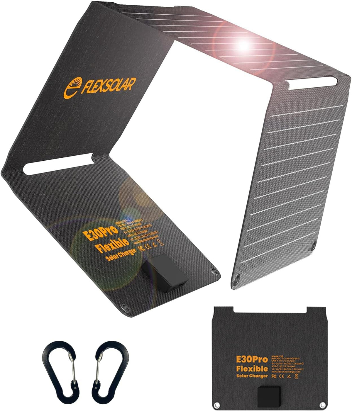 Portable Foldable Solar Panel – 30W QC3.0 with USB‑A & USB‑C, ETFE, IP67 Waterproof