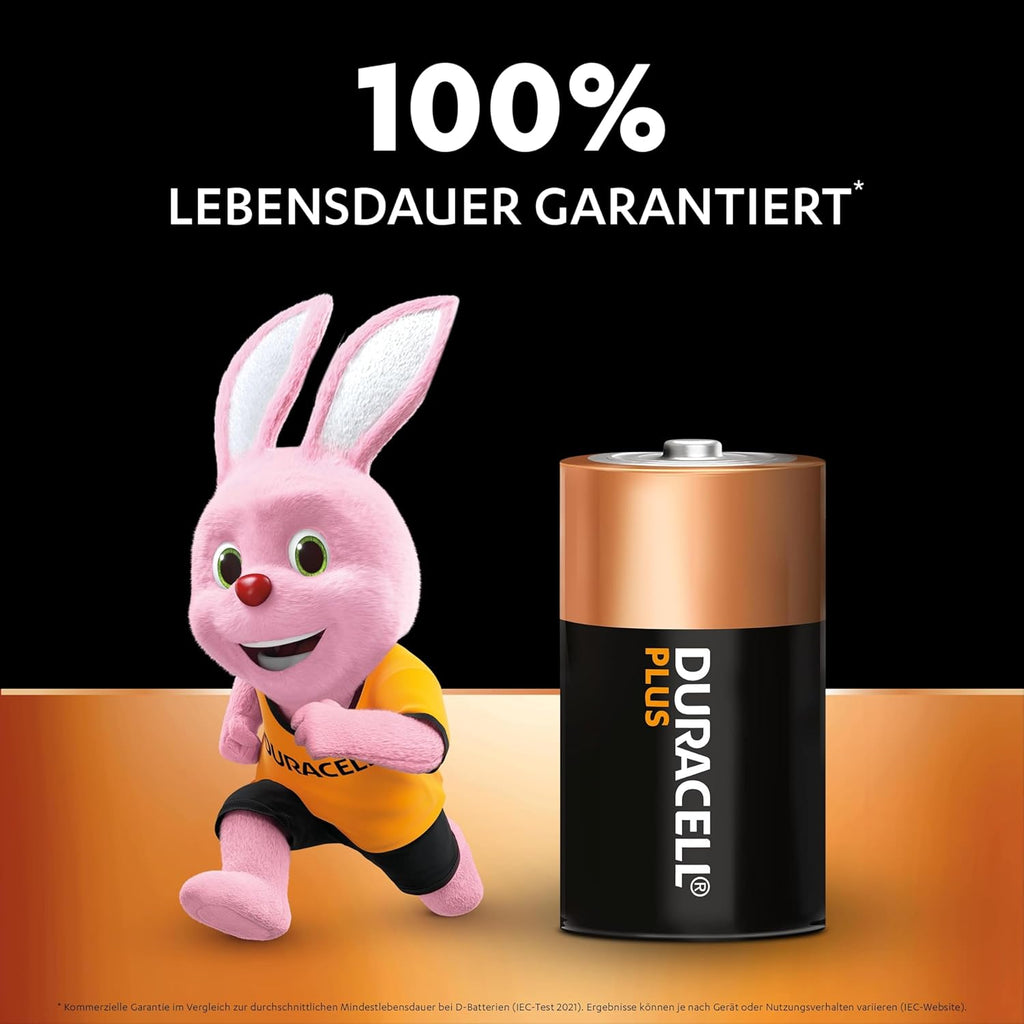 Duracell Plus D Mono Alkaline Batteries – 1.5V LR20 MN1300, Pack of 4