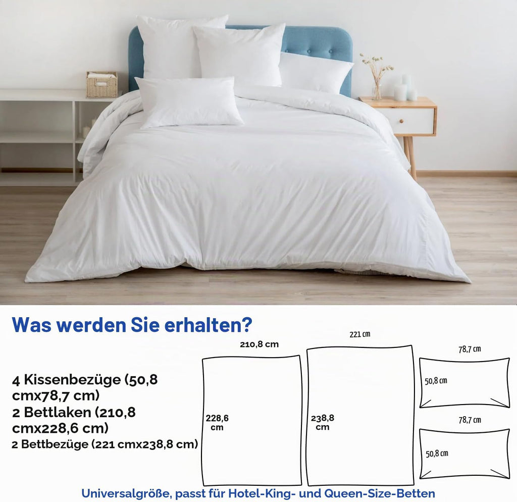 8‑Piece Disposable Travel Bed Linen – 220×240 cm, Sheets, Duvet Covers & Pillowcases (Pack of 2 Sets)