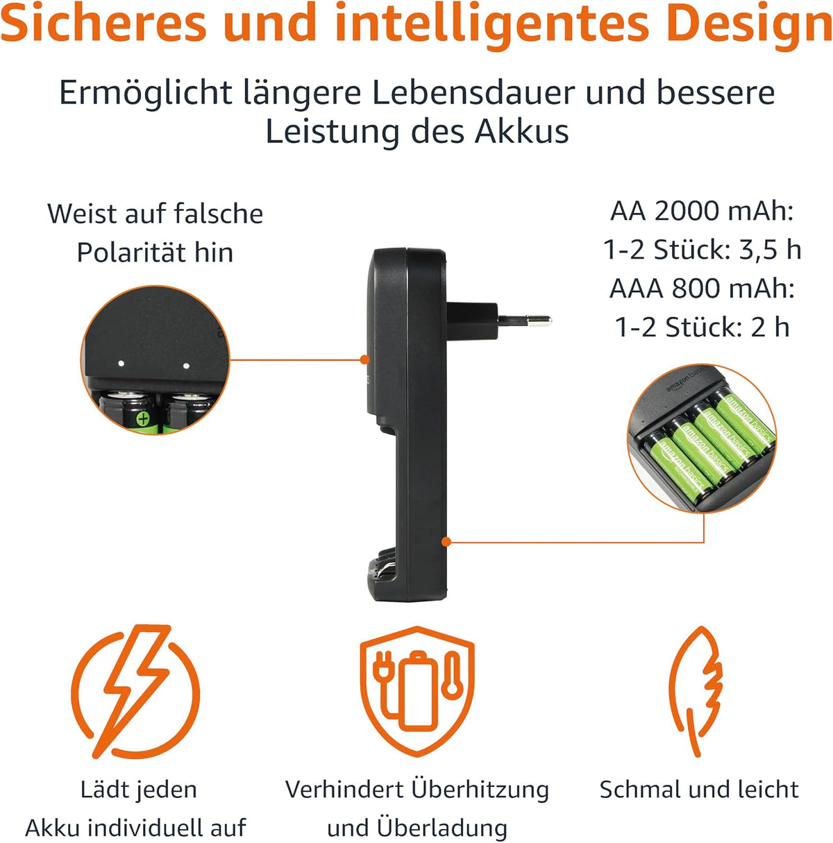 Rechargeable NiMH Batteries + Charger – 4 AA (2000 mAh) & 4 AAA (800 mAh), EU Plug, 8‑Pack