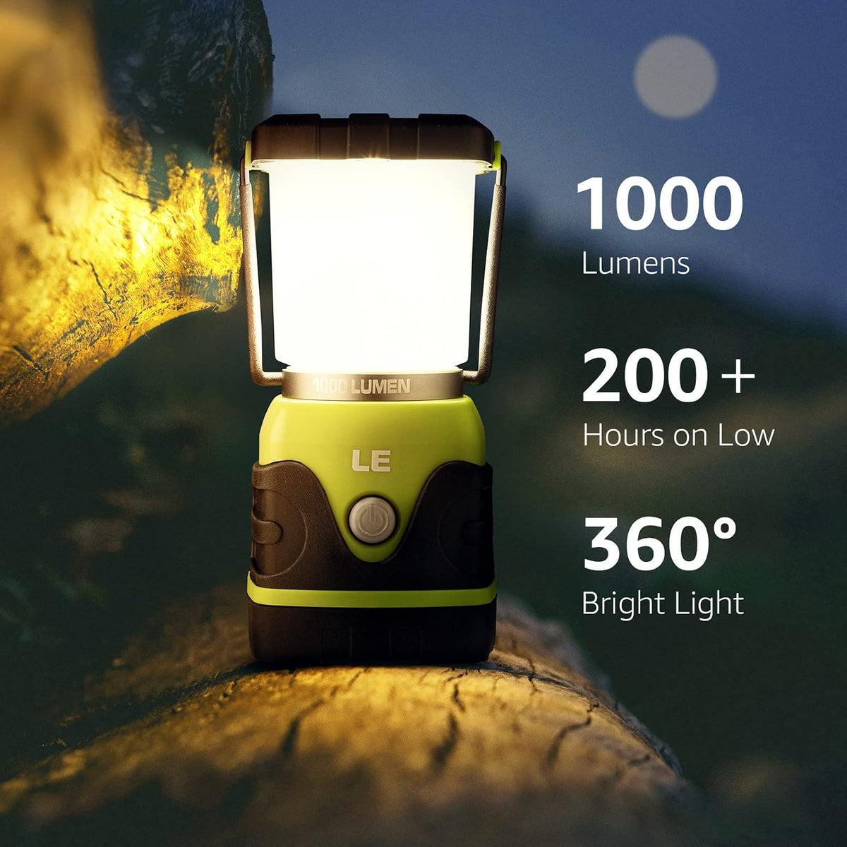 LE Camping Lamp Battery Operated 1000LM 4 Light Modes Green Pack of 1 [Energy Class A]