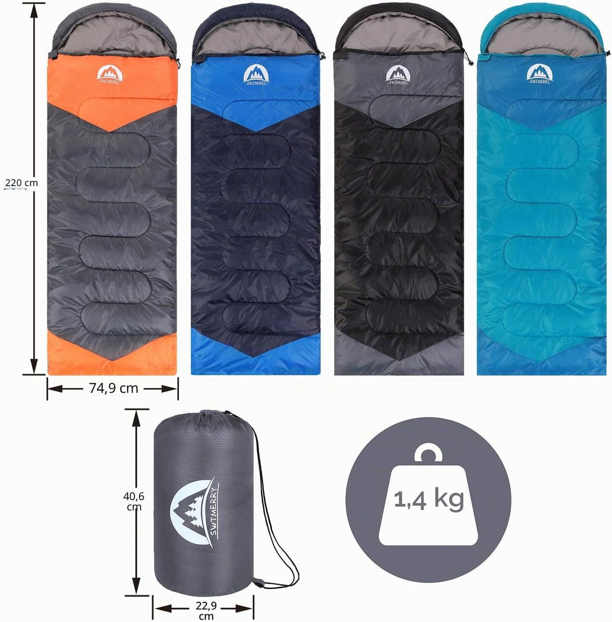 Season Sleeping Bag – Warm & Cool Weather, Lightweight, Waterproof, 5–25°C, For Teens & Adults