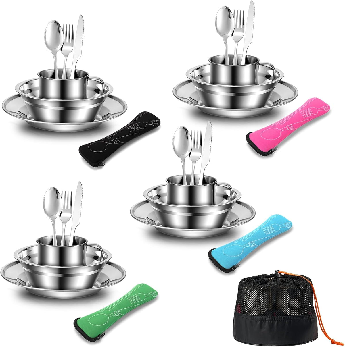 Camping Cutlery Set – Outdoor Travel Stainless Steel Cutlery, Folding Cutlery