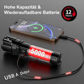 LED Torch – 500,000 Lumens, XHP70.2, USB Rechargeable, IP67 Waterproof, 5 Modes