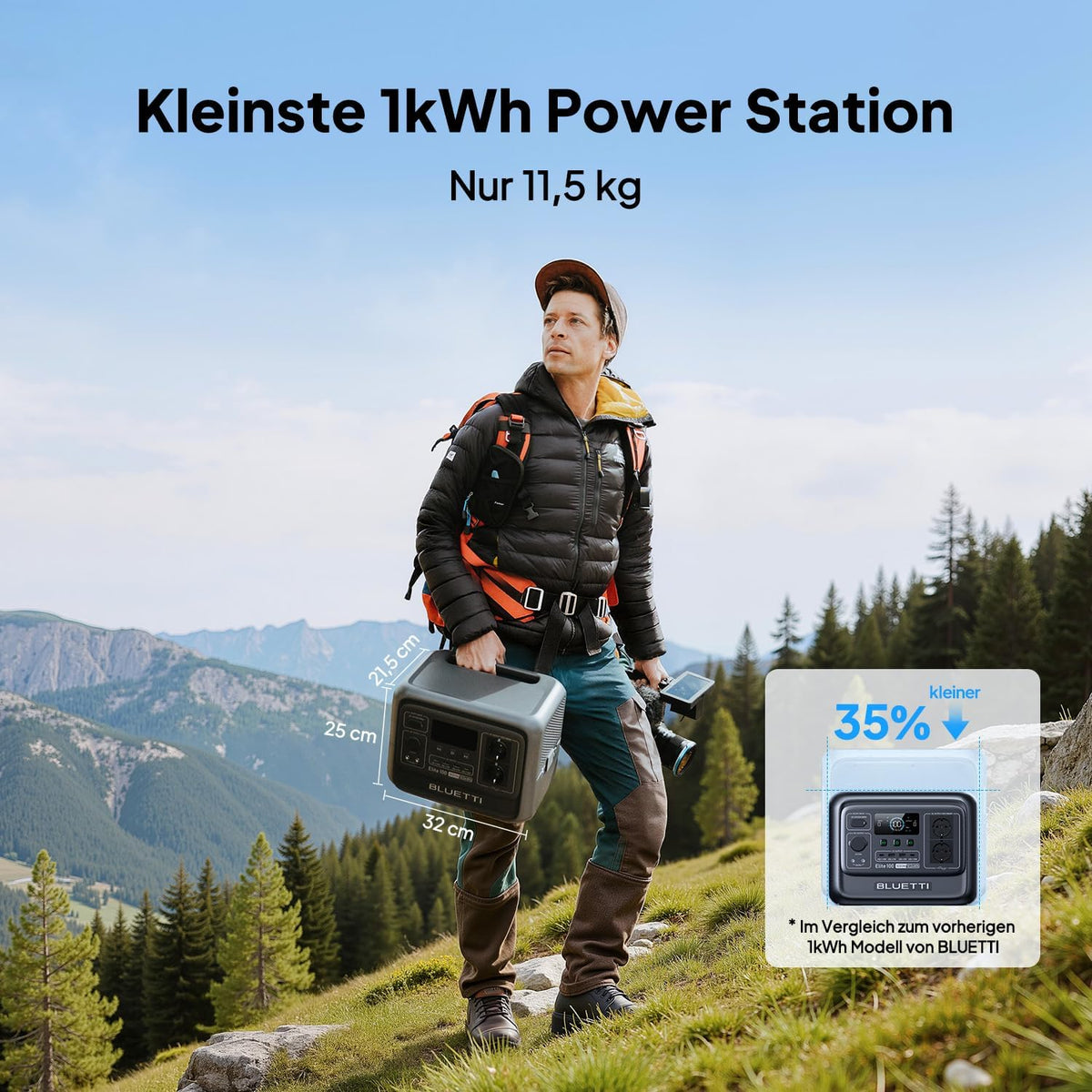Portable Power Station – 1024 Wh LFP, 1800 W AC (3600 W Surge), Compact Solar Generator