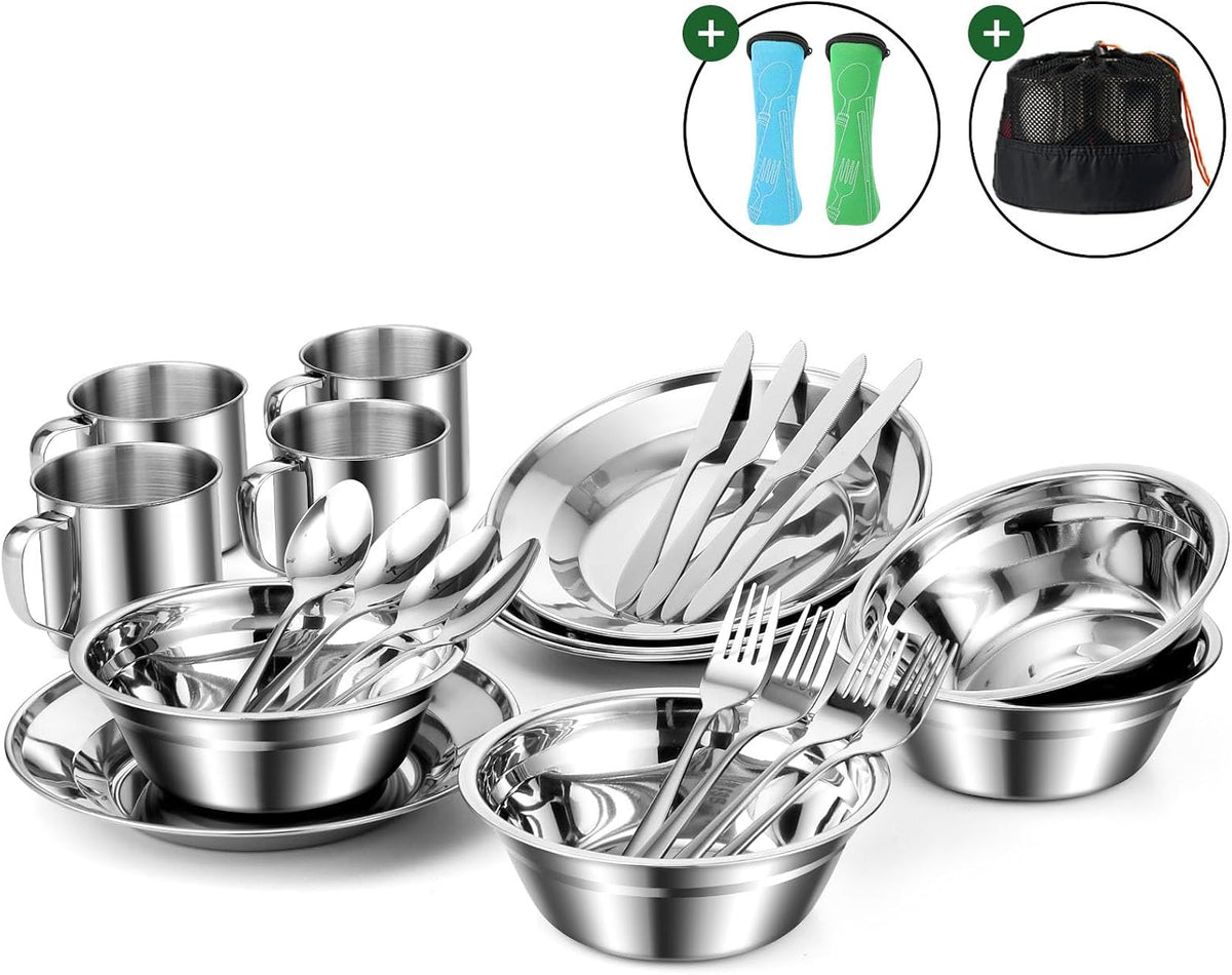 Camping Cutlery Set – Outdoor Travel Stainless Steel Cutlery, Folding Cutlery