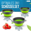 Foldable Bowl Set – 3‑in‑1 Collapsible Bowls with Colander & Noodle Strainer (1.7 L / 2.8 L)