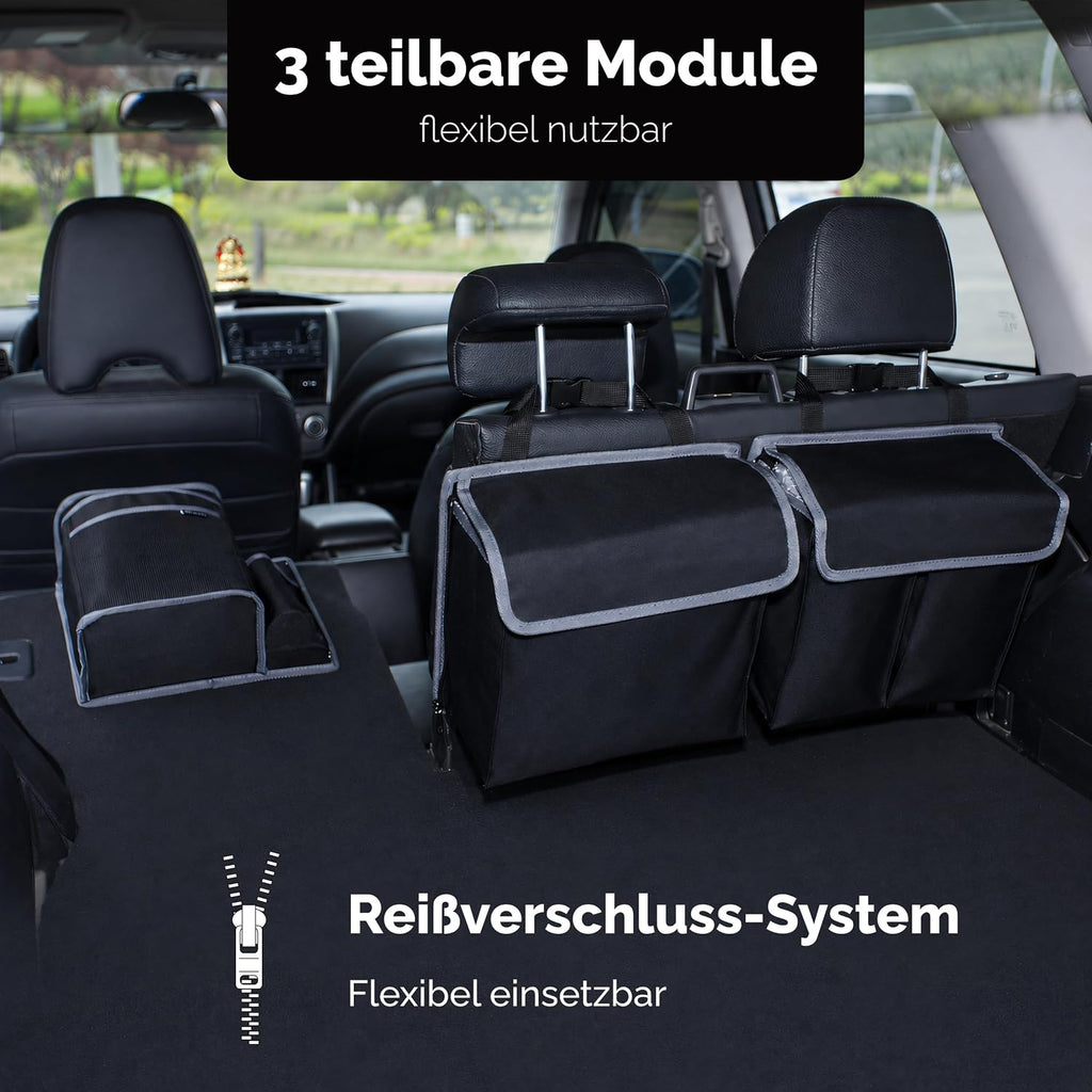 Large Boot Organiser – Velcro Attachment, 3 Separable Modules, Tight Pockets, Integrated Cool Bag