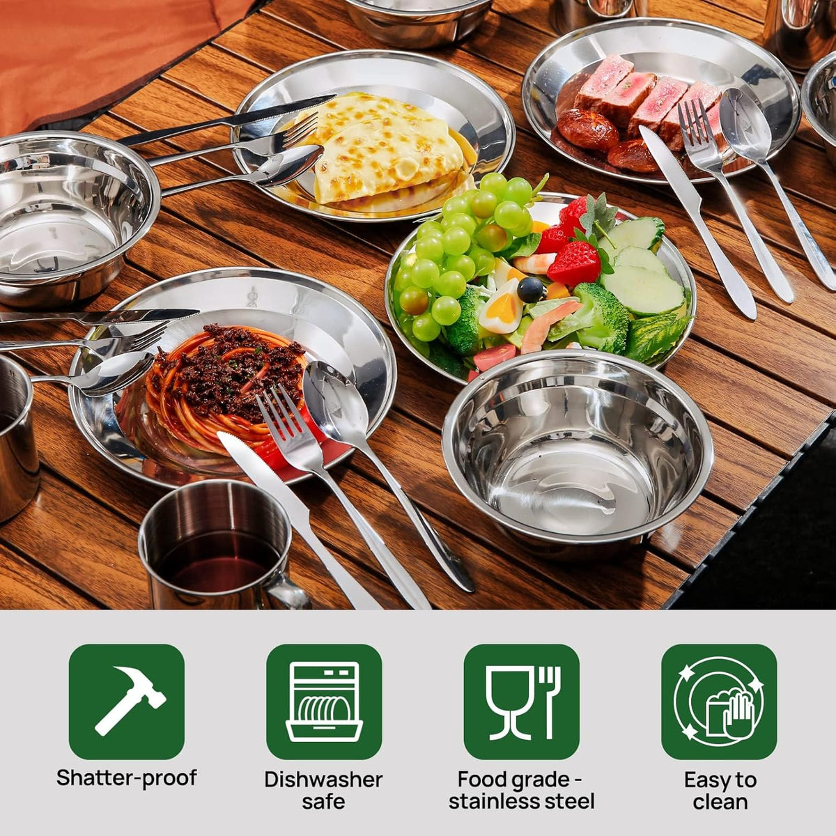 Camping Cutlery Set – Outdoor Travel Stainless Steel Cutlery, Folding Cutlery
