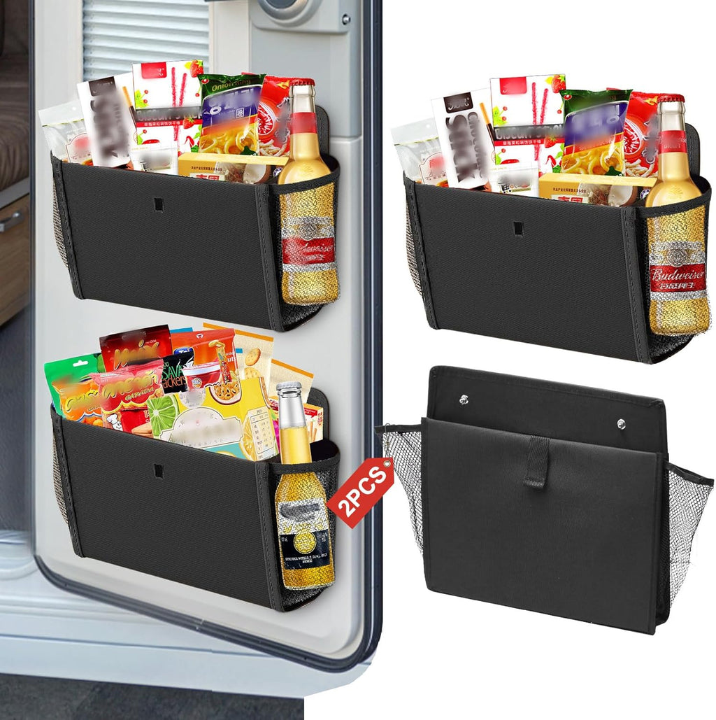 Pack of 2 Motorhome Organisers – Self‑Adhesive, No Drilling, Foldable Hanging Shelf with Large Pockets