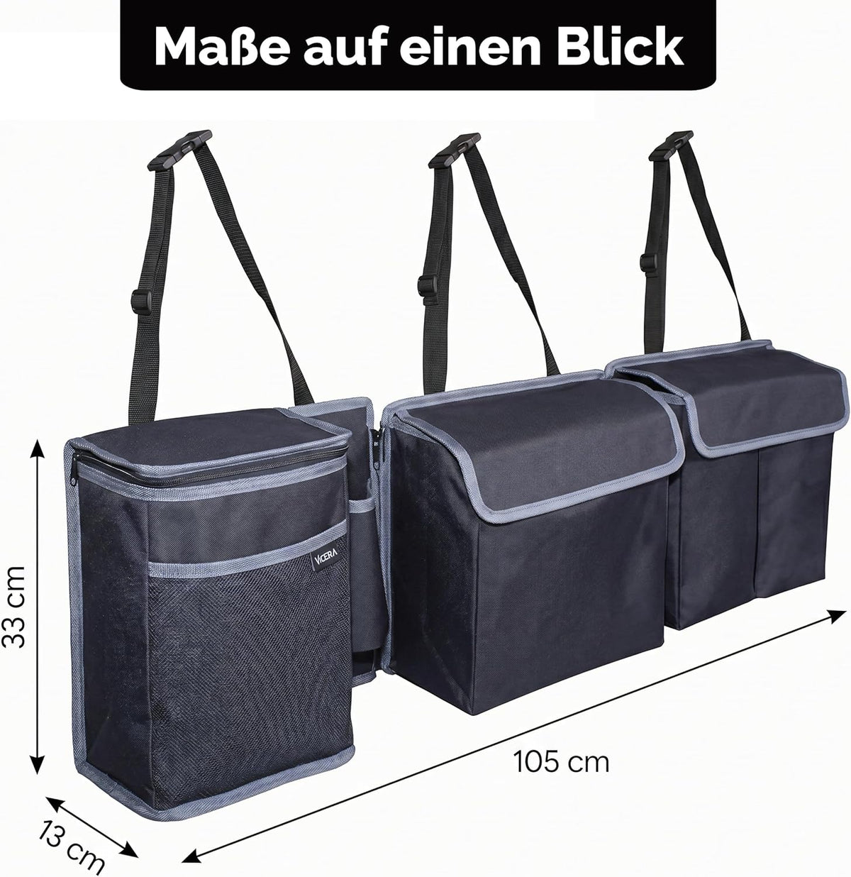 Large Boot Organiser – Velcro Attachment, 3 Separable Modules, Tight Pockets, Integrated Cool Bag
