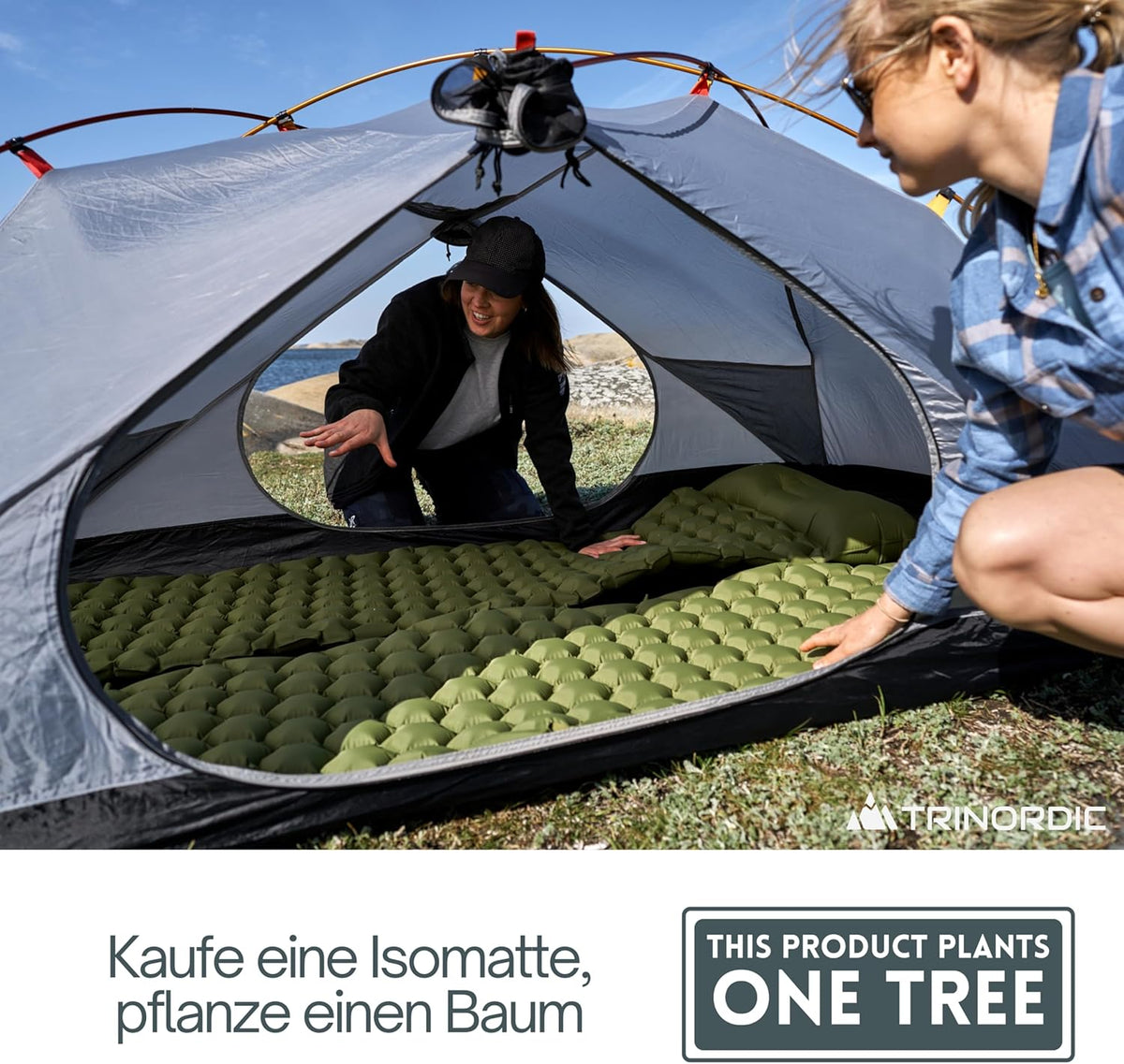 Camping Sleeping Mat – Ultralight Inflatable, Built‑In Pillow, Compact, 190×58×5 cm, Forest Green