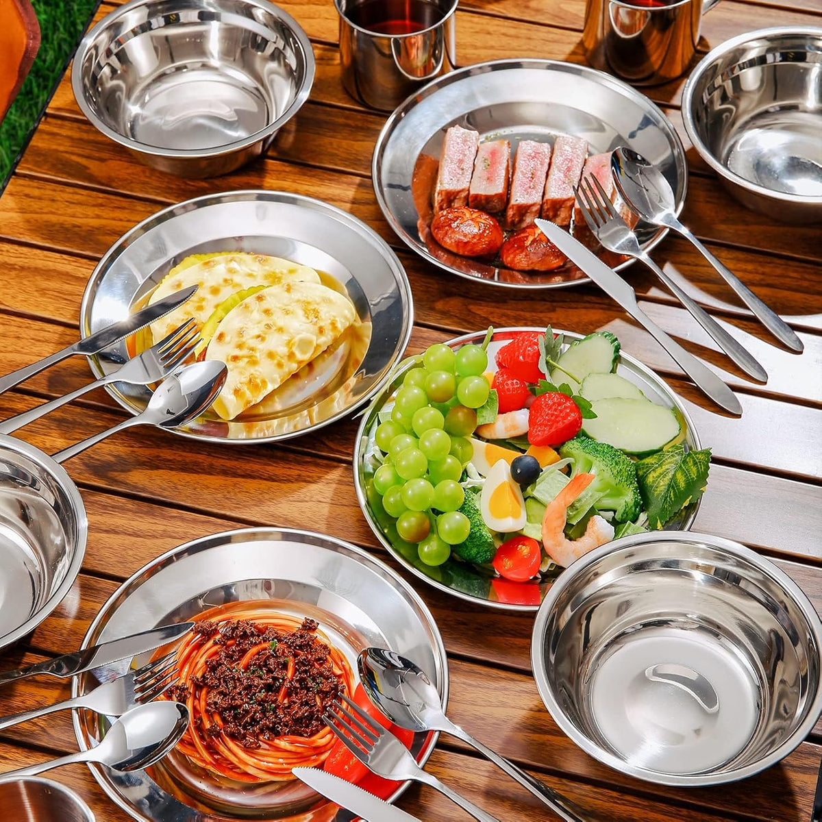 Camping Cutlery Set – Outdoor Travel Stainless Steel Cutlery, Folding Cutlery