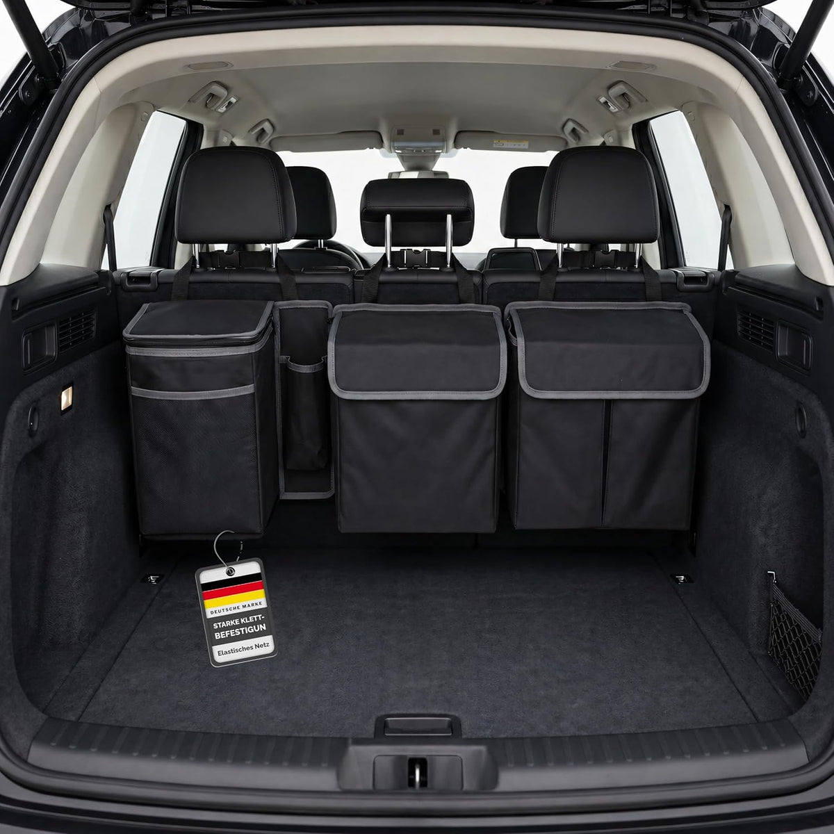 Large Boot Organiser – Velcro Attachment, 3 Separable Modules, Tight Pockets, Integrated Cool Bag