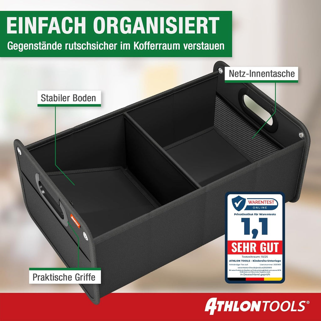 Foldable Car Boot Organiser – 600D Oxford, Reinforced, Non‑Slip Base, Dual Compartments, Easy‑Clean Material