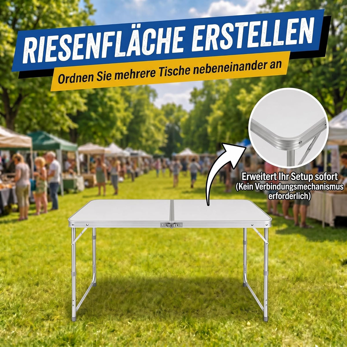 Multifunctional folding table, for camping, markets, wallpaper table, for festivals in the garden, height-adjustable