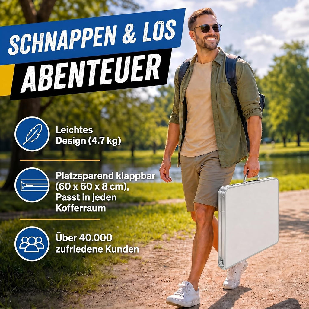 Multifunctional folding table, for camping, markets, wallpaper table, for festivals in the garden, height-adjustable