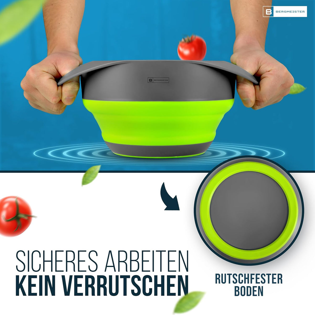 Foldable Bowl Set – 3‑in‑1 Collapsible Bowls with Colander & Noodle Strainer (1.7 L / 2.8 L)