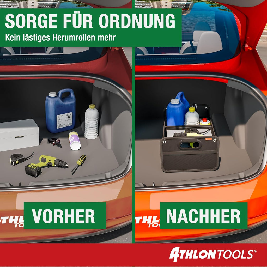 Foldable Car Boot Organiser – 600D Oxford, Reinforced, Non‑Slip Base, Dual Compartments, Easy‑Clean Material