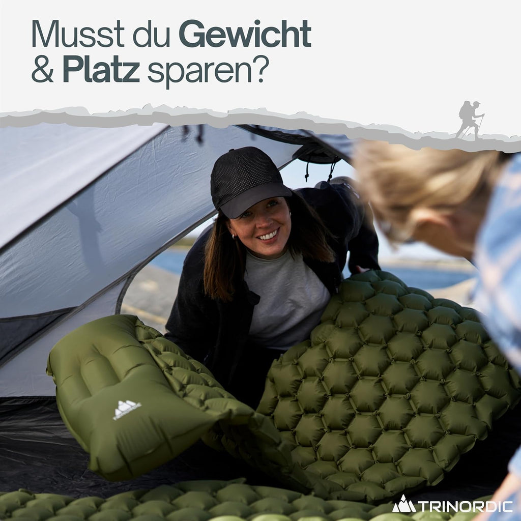 Camping Sleeping Mat – Ultralight Inflatable, Built‑In Pillow, Compact, 190×58×5 cm, Forest Green