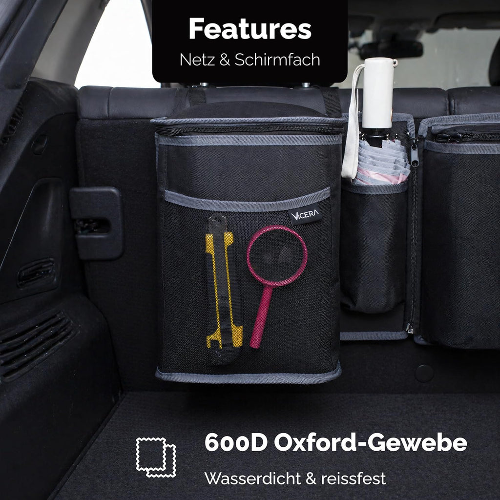 Large Boot Organiser – Velcro Attachment, 3 Separable Modules, Tight Pockets, Integrated Cool Bag