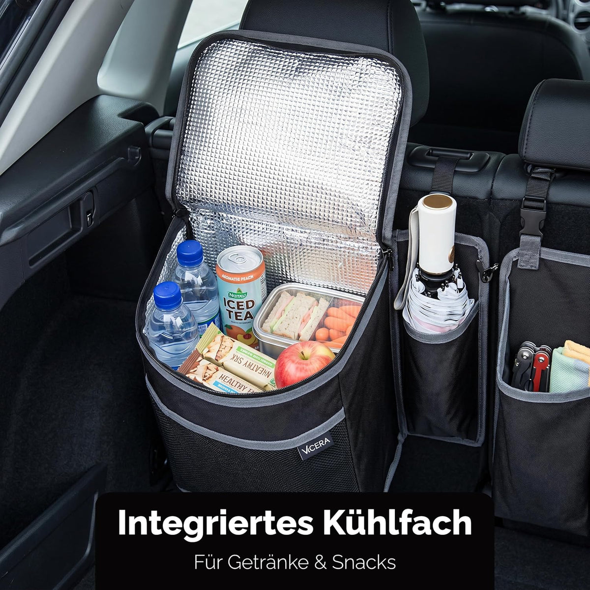 Large Boot Organiser – Velcro Attachment, 3 Separable Modules, Tight Pockets, Integrated Cool Bag