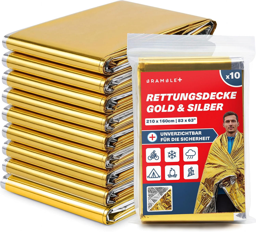 Emergency Rescue Blankets – Survival Heat Foil, Waterproof, High‑Density Insulation (Pack of 10)